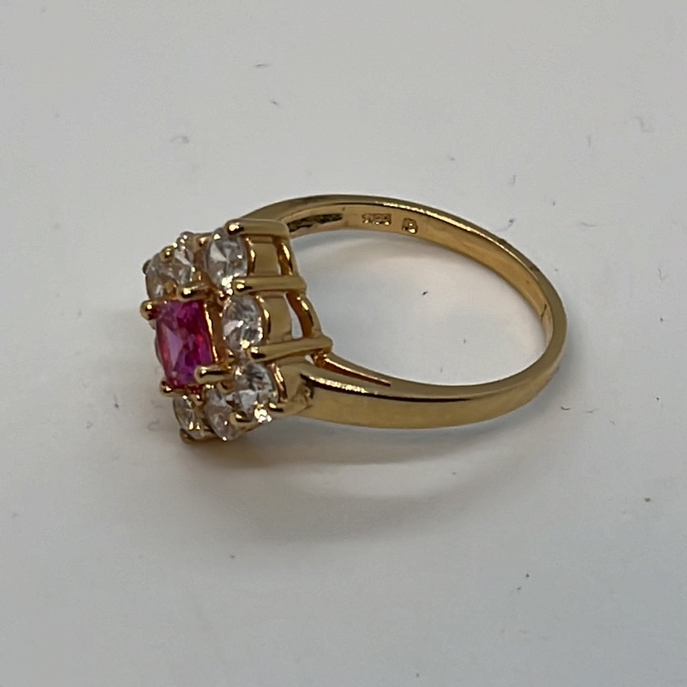 Ruby And Cz Vermeil Ring Size 10 - image 2